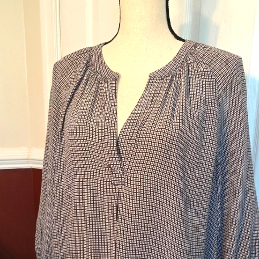 Joie Gray and Tan 3/4 Sleeve Relaxed Tunic